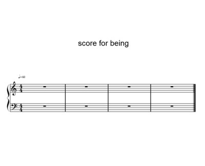 Musikpartitur mit vier leeren Takten in 4/4-Takt und dem Titel 